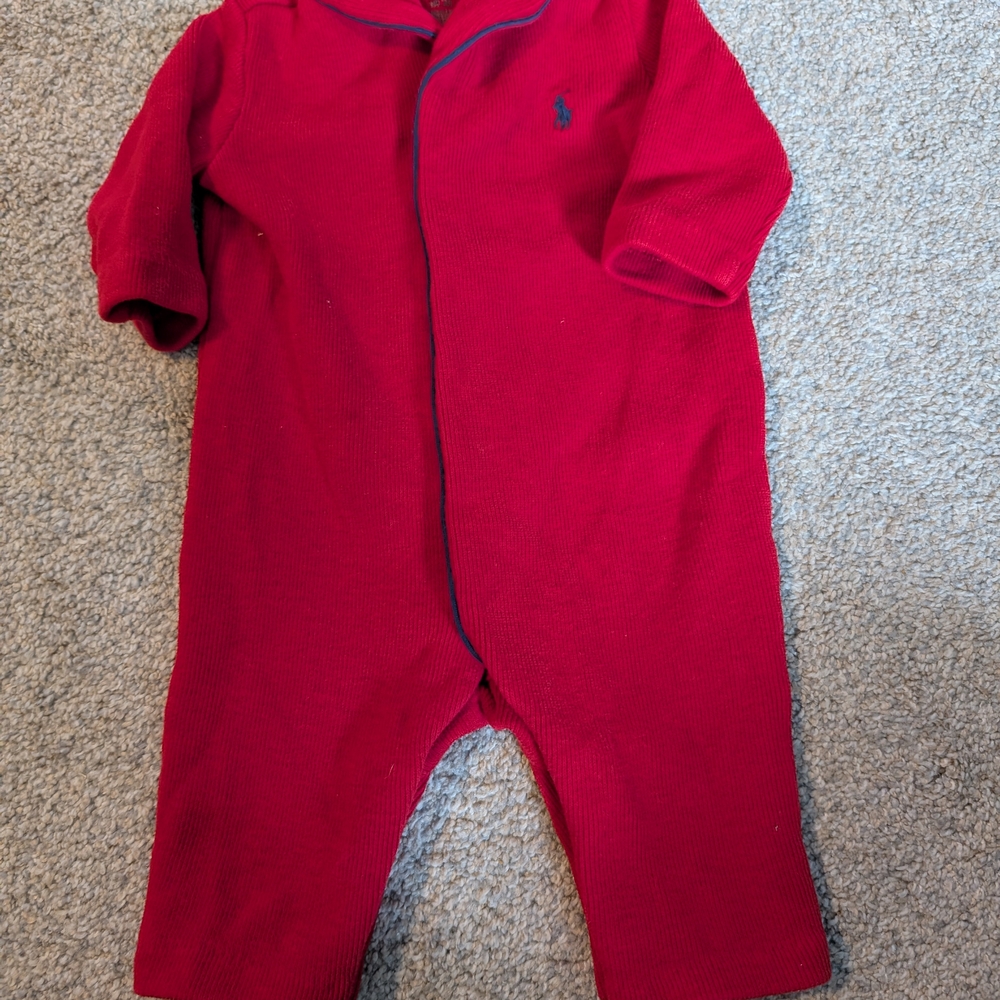 Ralph Lauren Red Baby Footie